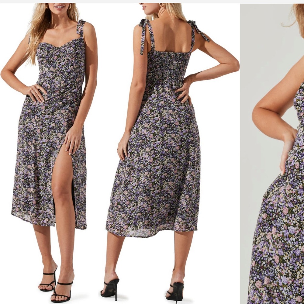 ASTR the Label Floral Tie Strap Midi Dress